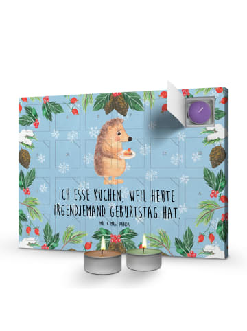 Mr. & Mrs. Panda Kerzen-Adventskalender Igel Kuchenstück mit Spruch in Eisblau