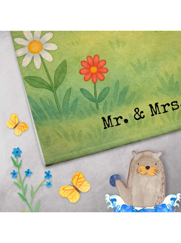 Mr. & Mrs. Panda Gästehandtuch Einhorn Schwein Design mit Spruch in Weiß