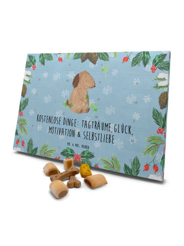 Mr. & Mrs. Panda Hund Adventskalender Hund Kleeblatt mit Spruch in Eisblau