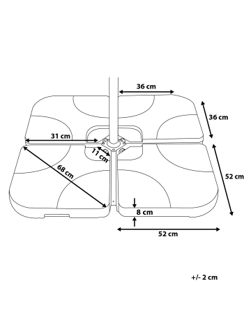 Beliani Zubehör für Sonnenschirme CARIA in Braun - (W) 52 x (H) 8 x (L) 52 cm