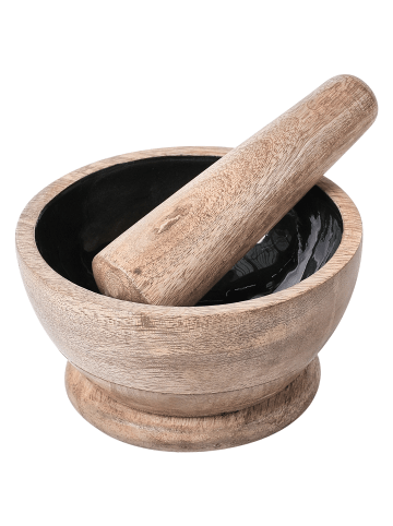 Beliani Serviergeschirr QENA in Braun/Schwarz - (W) 12 x (H) 7 x (L) 12 cm