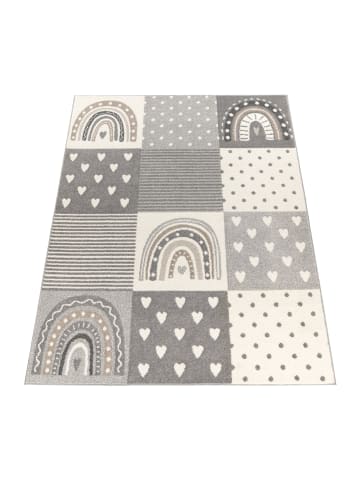KADIMA DESIGN Kinderteppich Prinzessinnen‑Patchwork Kinderzimmer in Grau