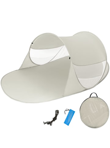 tectake Pop-Up Strandmuschel Angelika 245 x 145 x 95 cm, grau