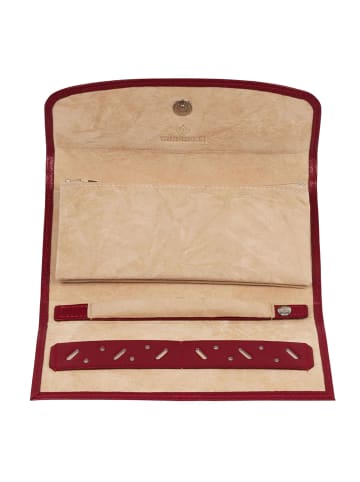 Windrose Merino Schmuckkasten Leder 20 cm in rot