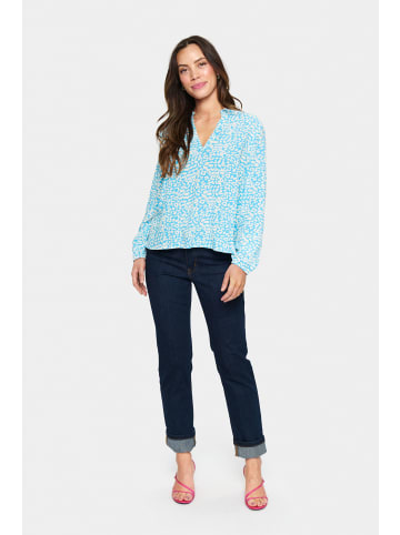 SAINT TROPEZ Langarm-Bluse EdaSZ Gerade Passform in Ethereal Blue Leomania