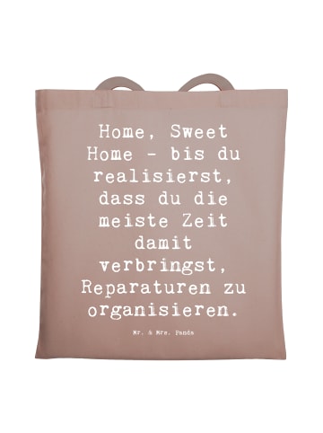 Mr. & Mrs. Panda Tote Bag Spruch Geborgenheit im Zuhause mit Spruch in Braun Pastell