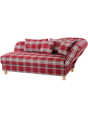 58 aufm Kessel RECAMIERE mit Armteil rechts klappbar Katia Bezug Flachgewebe Buche natur / rot