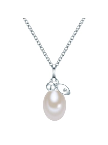 Valero Pearls Halskette aus Sterling Silber mit Zirkonia und Süßwasser-Zuchtperle in silber
