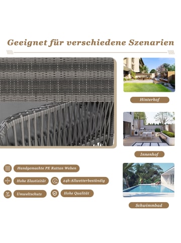 ABRIHOME Hollywoodschaukel in Grau Rattan mit grauen Kissen 2 Sitze