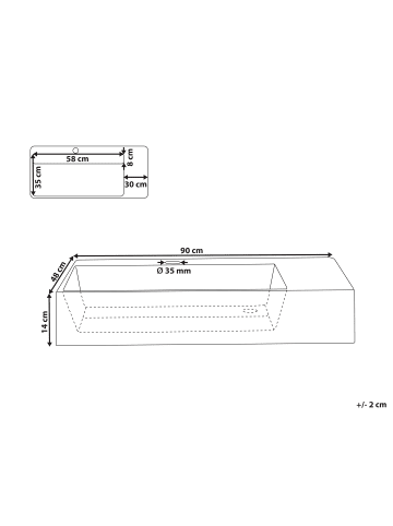 Beliani Waschbecken CUSCO in Weiß - (W) 90 x (H) 13 x (L) 48 cm
