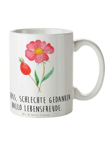 Mr. & Mrs. Panda Tasse Blume Hagebutte mit Spruch in Weiß