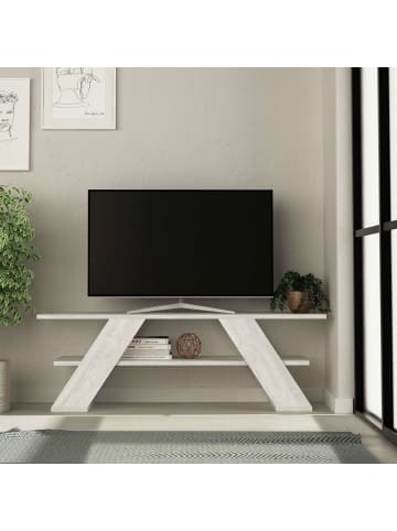 CALICOSY TV-Möbel FARFALLA in Weiß getüncht - (W) 120 x (H) 40 x (L) 33,5 cm
