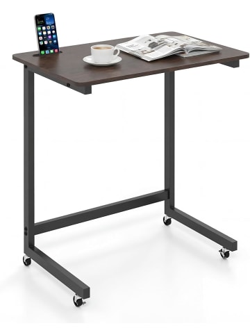 COSTWAY Beistelltisch mit Rollen 60 x 39,5 x 66 cm in Braun