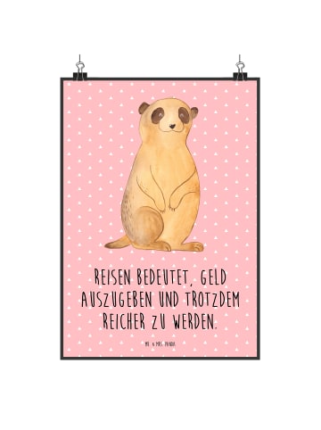 Mr. & Mrs. Panda Bild Erdmännchen mit Spruch in Rot Pastell