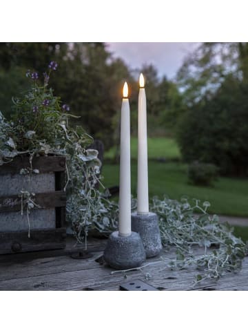 STAR Trading Outdoor Stabkerzen ,Flamme Slim' im 2er Set, weiß, Batterie, Timer, Fe