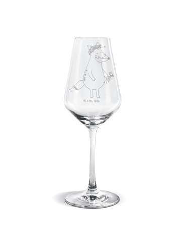 Mr. & Mrs. Panda Weißwein Glas Fuchs Blumen ohne Spruch in Transparent