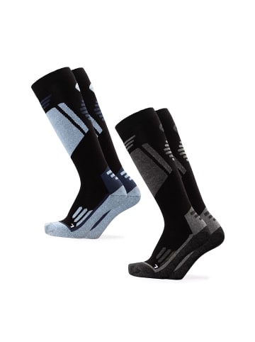 2er Pack Merino Skisocken Toni in Schwarz-Blau