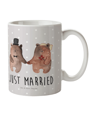 Mr. & Mrs. Panda Kindertasse Bär Heirat mit Spruch in Grau Pastell