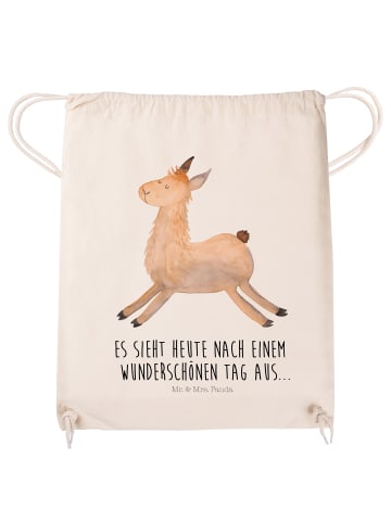 Mr. & Mrs. Panda Jutebeutel Lama Springen mit Spruch in Creme