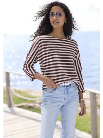 H.I.S 3/4-Arm-Shirt in aubergine-creme