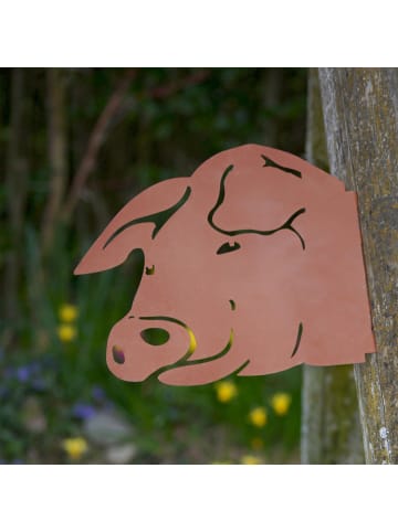 UNUS Baumstecker Rost Schweinekopf in Braun