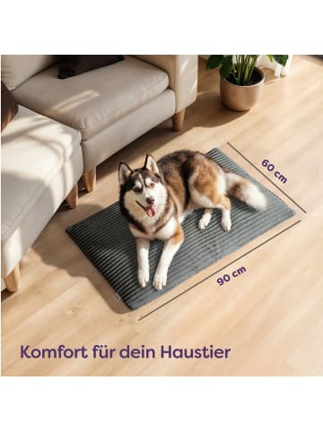 Knupis Selbstheizende Hundedecke 90x60cm – Große Wärmematte Grau