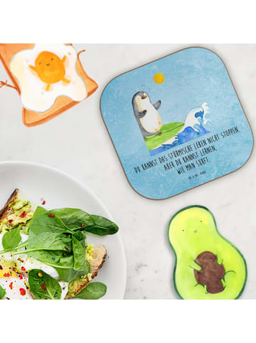Mr. & Mrs. Panda Tassenuntersetzer Pinguin Surfer mit Spruch in Eisblau