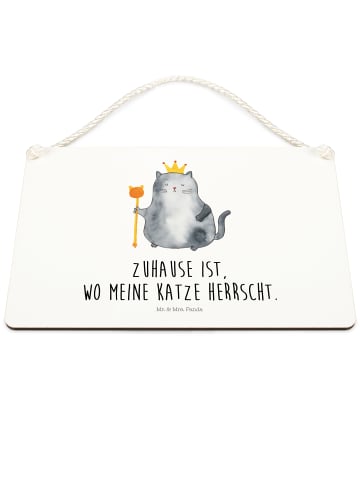 Mr. & Mrs. Panda Schild Katze König mit Spruch in Weiß