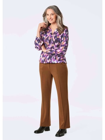 GOLDNER Kurzgröße:  Bluse Bluse in lila / gemustert