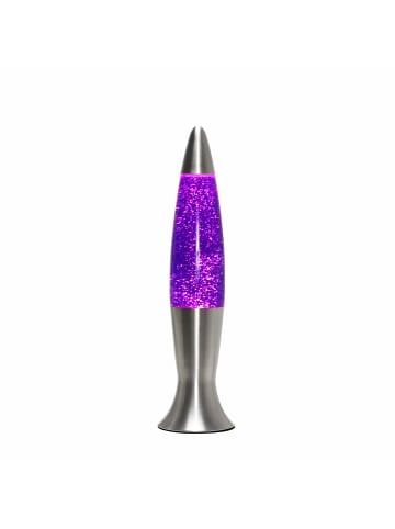 Licht-Erlebnisse Lavalampe EEK G (B)10.5 x (L)10.5 x (H)40 cm in Silber Lila Glitter