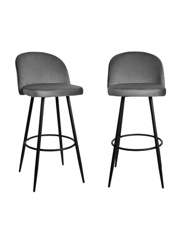 CALICOSY 2er-Set Barstühle HOUNDI in Dunkelgrau - (W) 52 x (H) 102 x (L) 47cm
