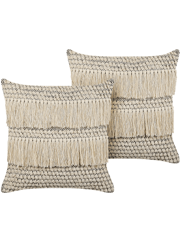 Beliani 2er-Set Dekokissen IRESINE in Beige/Schwarz