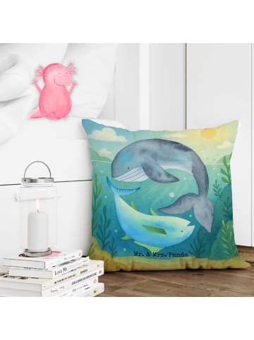 Mr. & Mrs. Panda Dekokissen Walfisch Thunfisch Design ohne Spruch in Weiß