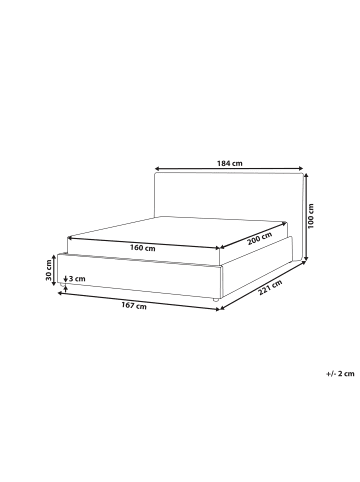 Beliani Doppelbett LAVAUR in Weiß - (W) 183 x (H) 100 x (L) 220 cm