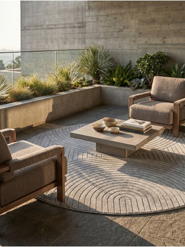 KADIMA DESIGN Kurzflorteppich Skandi 3D-Bögen Waschbar Wohnzimmer in Silber
