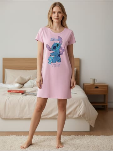 Lilo & Stitch Disney Lilo & Stitch Nachthemd Schlafshirt Pyjama Kurzarm Oberteil in rosa