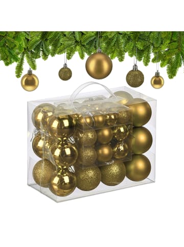 relaxdays 50-tlg. Weihnachtskugeln Set in Gold