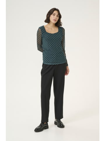 Kaffe Langarm-Bluse KAautumn Tight fit in Green/White Dot