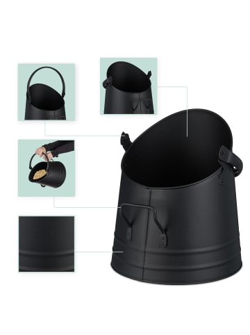 relaxdays Kohleneimer mit Schaufel in Schwarz - 6,5l