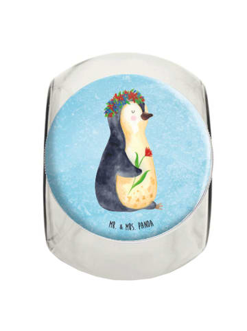Mr. & Mrs. Panda Bonbonglas Pinguin Blumen ohne Spruch in Eisblau