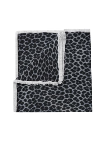 Knitted Leo Scarf in Grey Melange Print