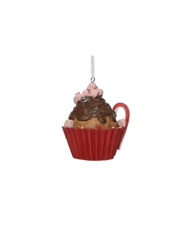 MARELIDA Baumschmuck Muffin Cupcake Anhänger in braun, rot