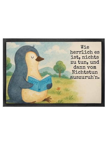 Mr. & Mrs. Panda Fussmatte Pinguin Buch Design mit Spruch in Weiß