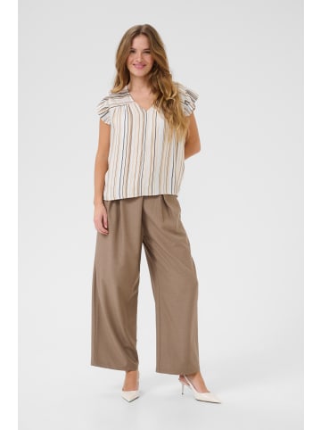 CULTURE Kurzarm-Bluse CUpella Relaxed fit in Blue/Brown Stripe