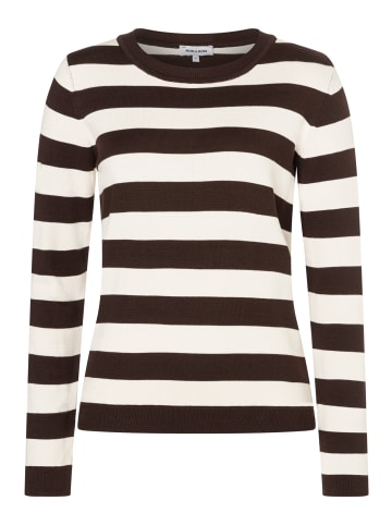 More & More gestreifter Feinstrickpullover in braun/ecru