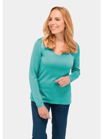 GOLDNER V-Pullover Unkomplizierter Pullover mit V-Ausschnitt in smaragd