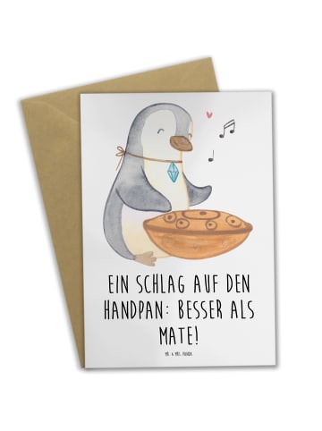 Mr. & Mrs. Panda Glückwunschkarte Handpan Zauber mit Spruch in Weiß