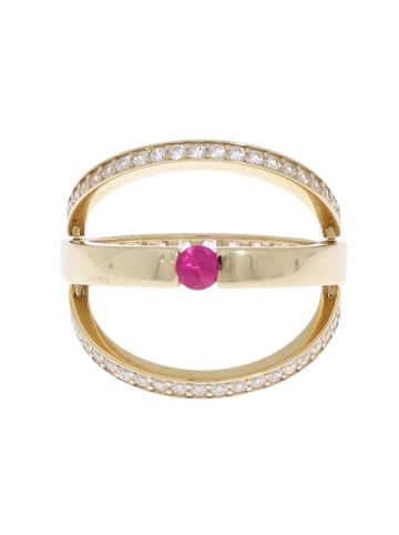 Luxxos Ring "Wende-Ring mit Zirkonia Pink/Weiß 375 Gelbgold" in Gold