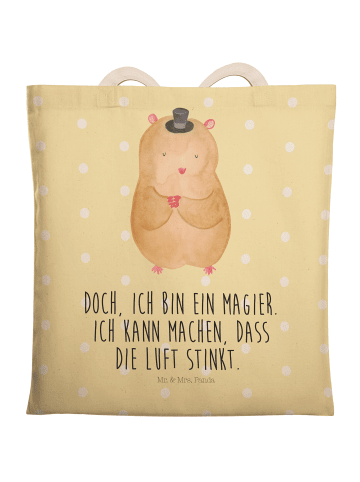 Mr. & Mrs. Panda Tote Bag Hamster Hut mit Spruch in Gelb Pastell