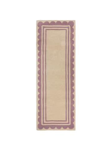 KADIMA DESIGN Wollteppich Grafisch, Rahmen, Wohnzimmer schmutzabweisend in Lila-Beige